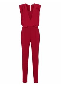 Heine, Damen Overall mit Chiffonbesatz, Karminrot