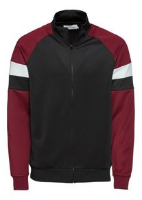 Pier One, Herren Sweatjacke 'retro sports troyer', Bordeaux / Schwarz