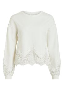 Vila, Damen Sweatshirt 'Viselace', Naturwei&szlig;