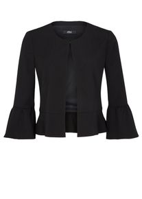 s.Oliver BLACK LABEL, Damen Kurzer Crêpe-Blazer mit Volants, Schwarz