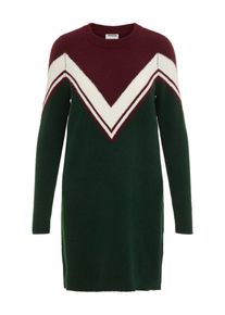Noisy may, Damen Strickkleid, Tanne / Weinrot / Weiß