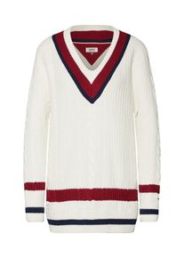 Tommy Jeans, Damen Pullover, Navy / Weinrot / Weiß