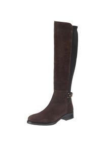 Tommy Hilfiger, Damen Stiefel 'BUCKLE HIGH BOOT STRETCH', Dunkelbraun / Schwarz