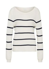 Vila, Damen Pullover, Dunkelblau / Wei&szlig;