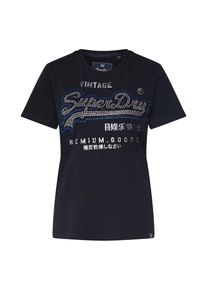 Superdry, Damen Shirt 'PREMIUM GOODS JUMBO RHINESTONE ENTRY', Schwarz