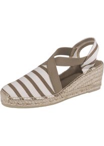 Toni Pons, Damen Keilsandaletten, Brokat / Naturweiß