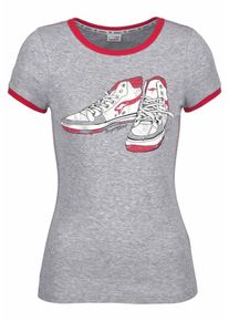 Kangaroos, Damen T-Shirt, Graumeliert / Karminrot / Wei&szlig;