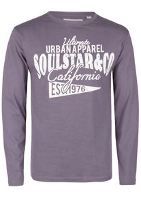 Soulstar, Herren Longsleeve, Grau / Weiß