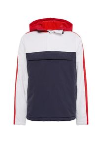 Urban Classics, Herren Jacken '3-Tone Padded Pull Over Hooded Jacket', Navy / Feuerrot / Weiß