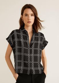 Mango, Damen Hemd 'Chainy-H', Schwarz / Wei&szlig;