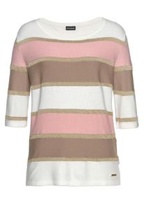 Bruno Banani, Damen Rundhalspullover, Creme / Dunkelbeige / Altrosa