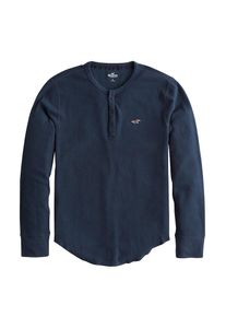 Hollister, Herren Shirt 'LS WAFFLE HENLEY', Navy