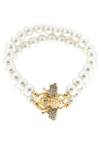 sweet deluxe, Damen Armband 'Pearls and Bee', Gold / Perlweiß