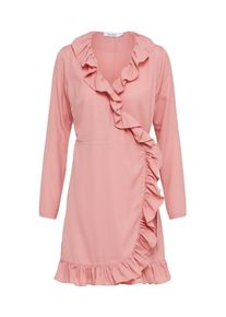 NA-KD, Damen Dress 'Long Sleeve Wrap Frill Dress', Rosa