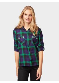 Tom Tailor, Damen Shirtbluse, Dunkelgr&uuml;n / Dunkellila / Schwarz