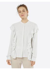 Jacqueline de Yong, Damen Bluse 'FRILL', Grau / Offwhite