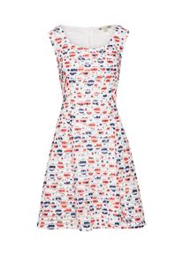 YUMI, Damen Kleid 'FLORAL FISHNET STRIPE', Mischfarben / Rot / Weiß