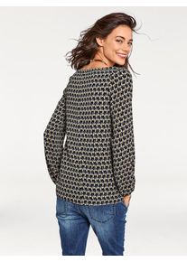 Heine, Damen Druckbluse, Champagner / Nachtblau