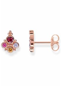 Thomas Sabo, Damen Paar Ohrstecker 'Royalty Farbige Steine, H1956-321-7', Gold / Rosegold / Helllila / Pink / Rot