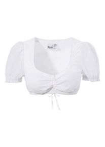 Marjo, Damen Dirndlbluse mit Raffband, Wei&szlig;