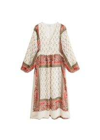 Mango, Damen Kleid 'Scarf', Hellgelb / Khaki / Rostrot / Offwhite