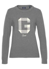 Gant, Damen Pullover, Dunkelgrau / Wollwei&szlig;