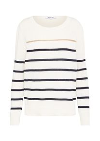 ABOUT YOU, Damen Pullover 'Meike', Dunkelblau / Wei&szlig;