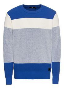 G-Star Raw, Herren Pullover 'Block stripe r knit l\s', Elfenbein / Blau