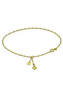 Firetti, Damen Fußkette in Singapurkettengliederung "Herz und Stern", Gold