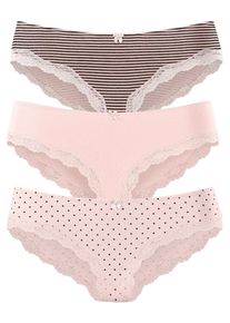 Lascana, Damen Spitzenslip, Grau / Rosa