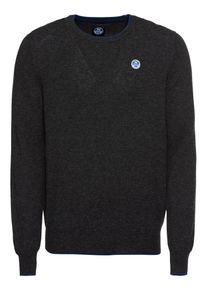 North Sails, Herren Pullover 'ROUND NECK W/CONTRAST 12 GG', Dunkelgrau