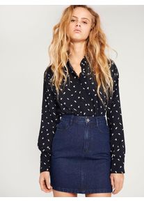 EDITED, Damen Bluse 'Floretta', Nachtblau / Weiß