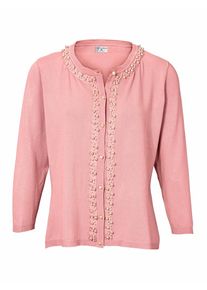 Heine, Damen Cardigan mit Perlenbesatz, Ros&eacute;