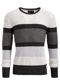 Khujo, Herren Pullover 'SINUS', Hellgrau / Dunkelgrau / Schwarz / Weiß