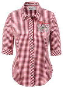Marjo, Damen Trachtenbluse, Rot / Wei&szlig;