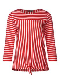 Street One, Damen Shirt, Orangerot / Weiß