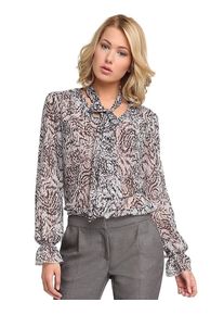 Apart, Damen Chiffonbluse mit grau-buntem Print, Grau / Mischfarben