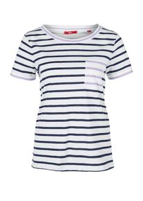 s.Oliver RED LABEL, Damen Shirt, Dunkelblau / Hellpink / Weiß