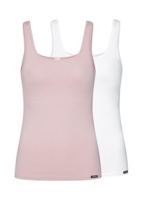 Skiny, Damen Tank Top 'Advantage Cotton', Rosé / Weiß