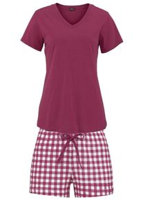 H.I.S. H.I.S, Damen Shorts in klassischem Karo-Bund, Brombeer / Wei&szlig;