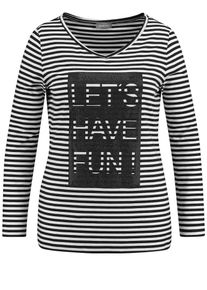 SAMOON, Damen T-Shirt, Schwarz / Weiß