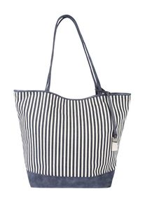 Tom Tailor Denim, Damen Shopper 'MILA AHOI', Nachtblau / Weiß