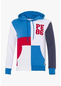 PLUS EIGHTEEN, Herren Kapuzenpullover, Hellblau / Rot / Wei&szlig;