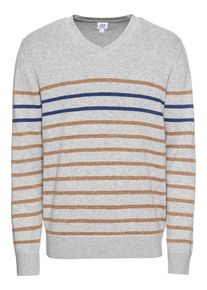 GAP, Herren Pullover 'V-CTTN BRETON STRIPE VEE', Hellgrau