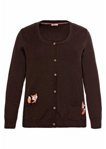 Joe Browns, Damen Strickjacke, Dunkelbraun / Koralle / Wei&szlig;