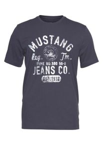 Mustang, Herren T-Shirt, Taubenblau / Weiß