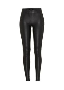 Selected Femme, Damen Leggings 'SFSYLVIA MW STRETCH LEATHER', Schwarz