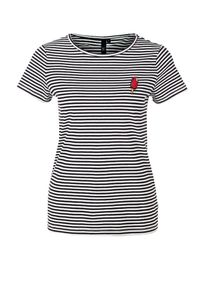 Q/S Designed By, Damen Ringelshirt, Schwarz / Wei&szlig;