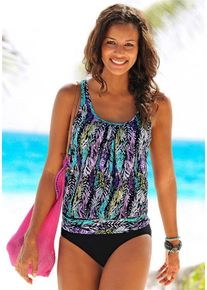 Lascana, Damen Oversize-Tankini, Türkis / Lila / Schwarz