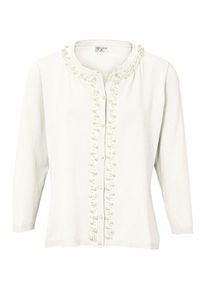 Heine, Damen Cardigan mit Perlenbesatz, Beige